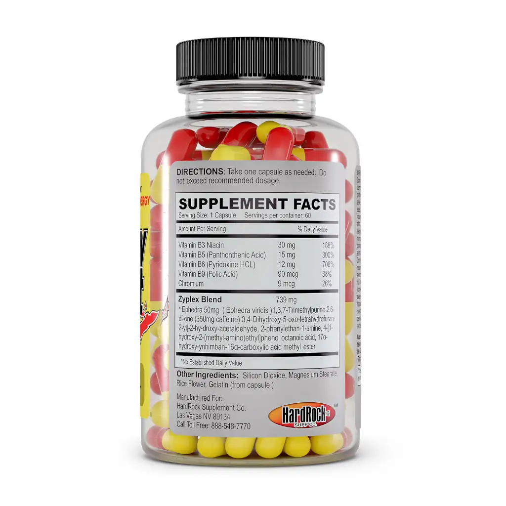 Hard Rock Supplements Yellow Bullet Xtreme - 60 Capsules 2 Hard Rock Supplements Yellow Bullet Xtreme - Supplement Facts
