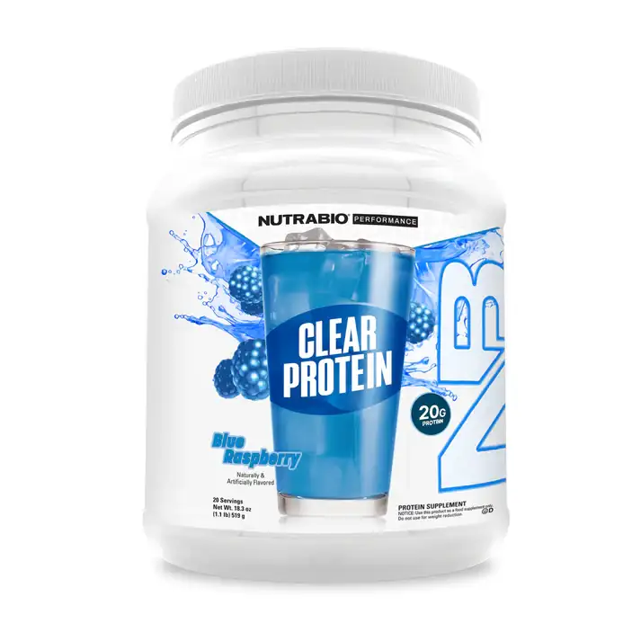 NutraBio Clear Whey Protein Isolate Powder 1 Nutrabio Clear Isolate Blue Raspberry