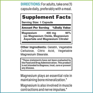 Vitamin World Magnesium Complex Supplement Facts