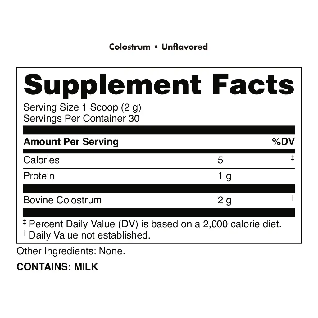 DAS Labs Bucked Up Colostrum 2 DAS Labs Bucked Up Colostrum Supp Facts