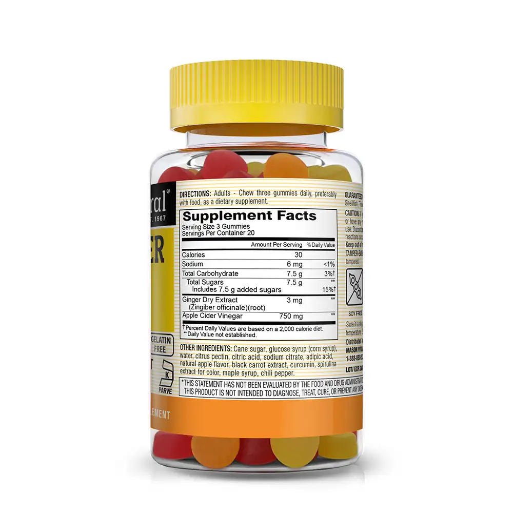 Mason Natural Apple Cider Vinegar Gummies (BOGO) 2 Mason Natural Apple Cider Vinegar Supp Facts