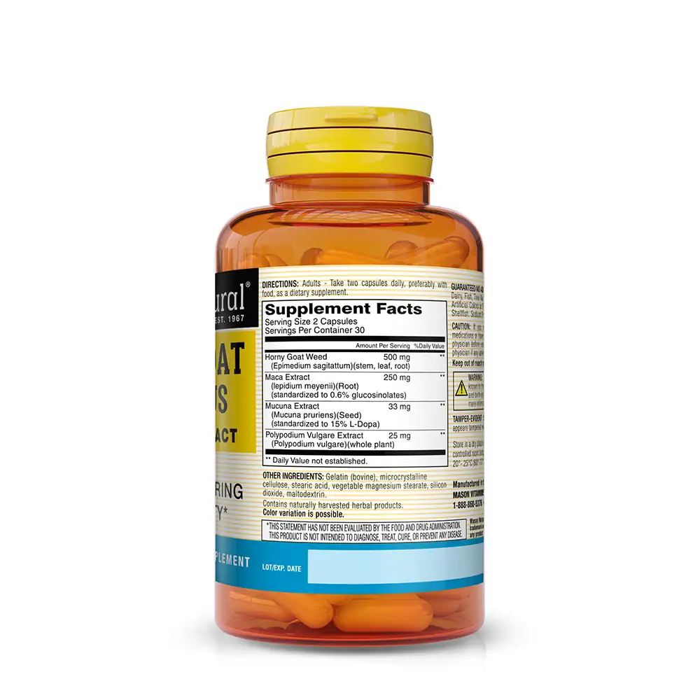 Mason Natural Horny Goat Weed Plus (BOGO) 3 Mason Natural Horny Goat Weed Plus Supp Facts