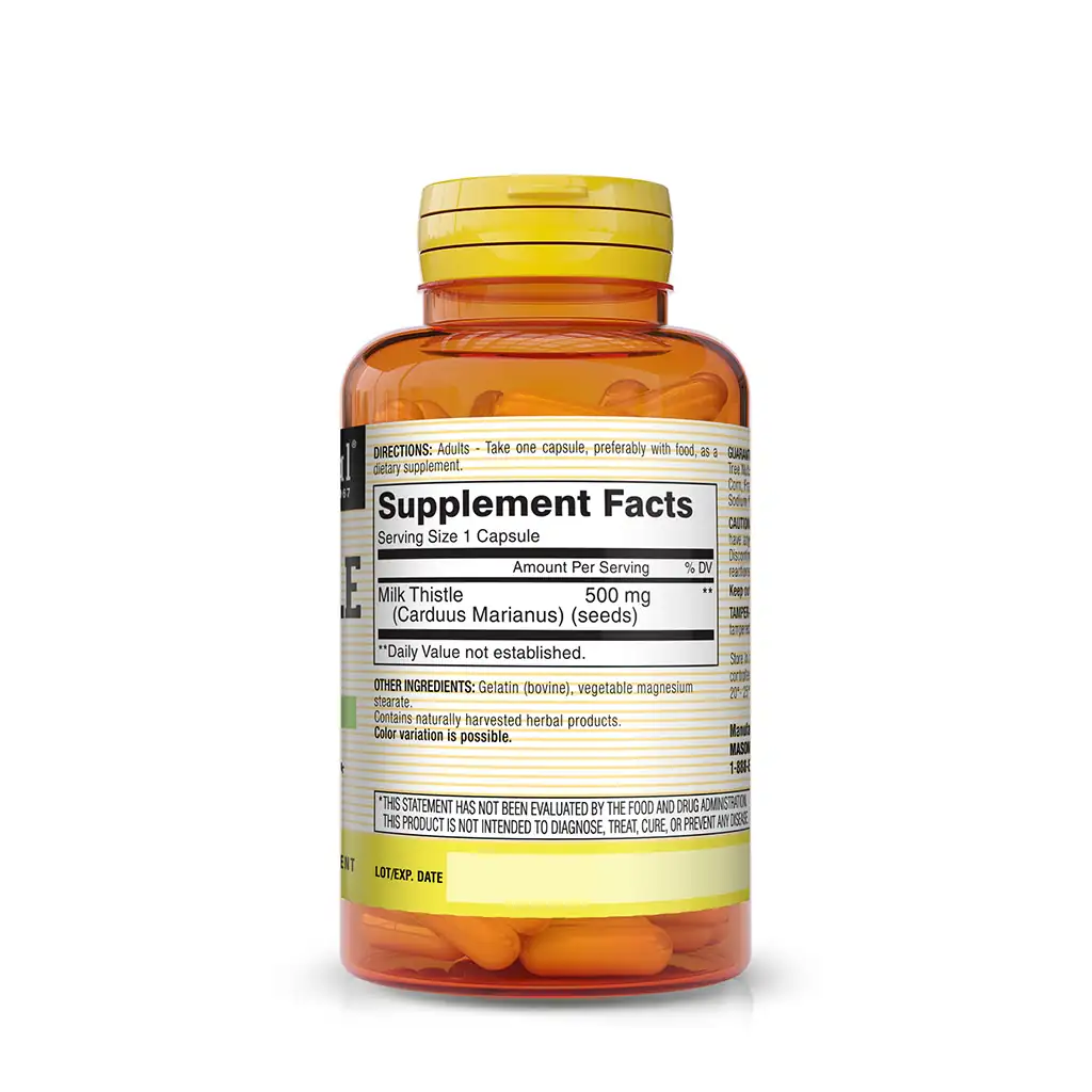 Mason Natural Milk Thistle 500 mg (BOGO) 2 Mason Natural Milk Thistle Supplement Facts