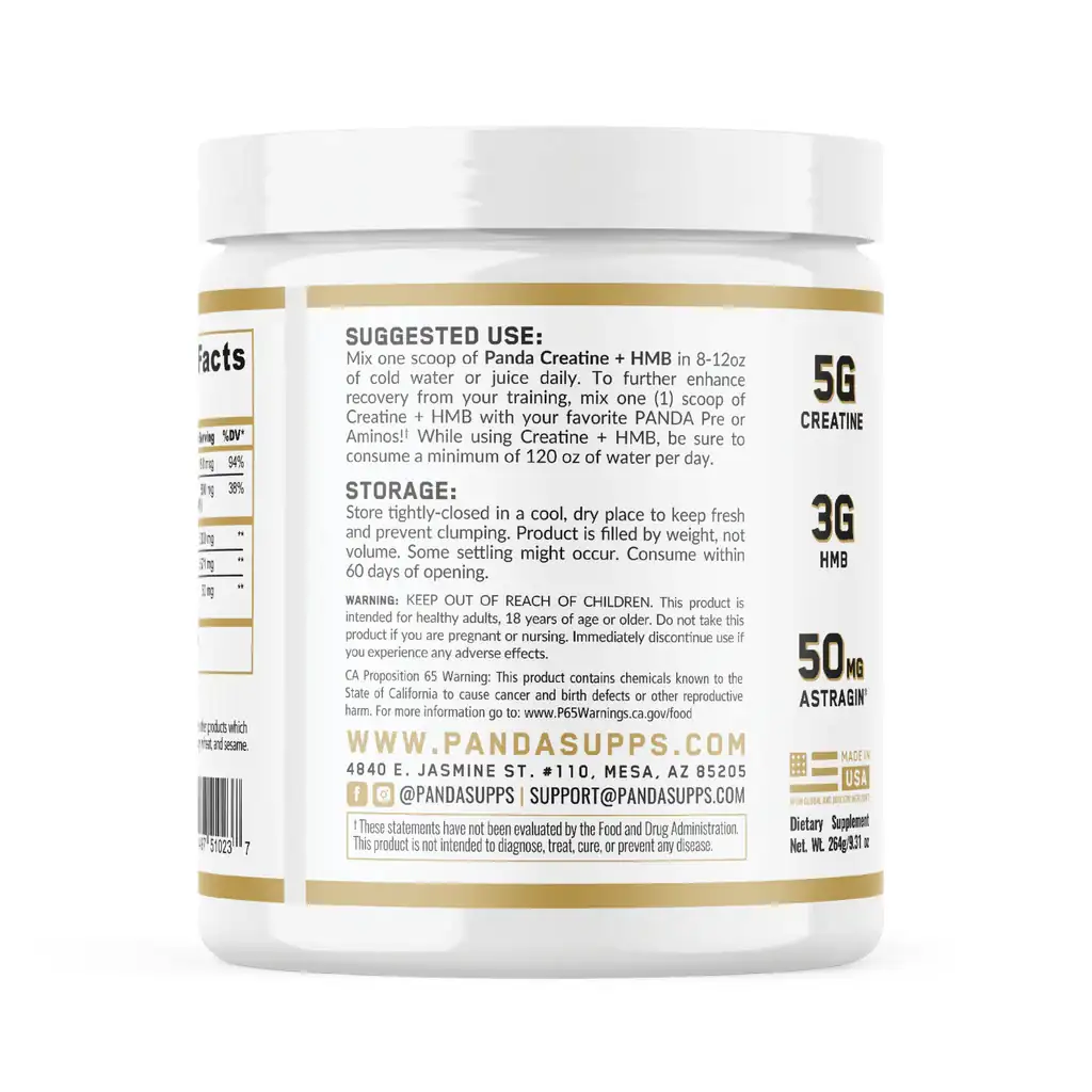 Panda Supplements Creatine+HMB 3 Panda Supplements Creatine + HMB Directions