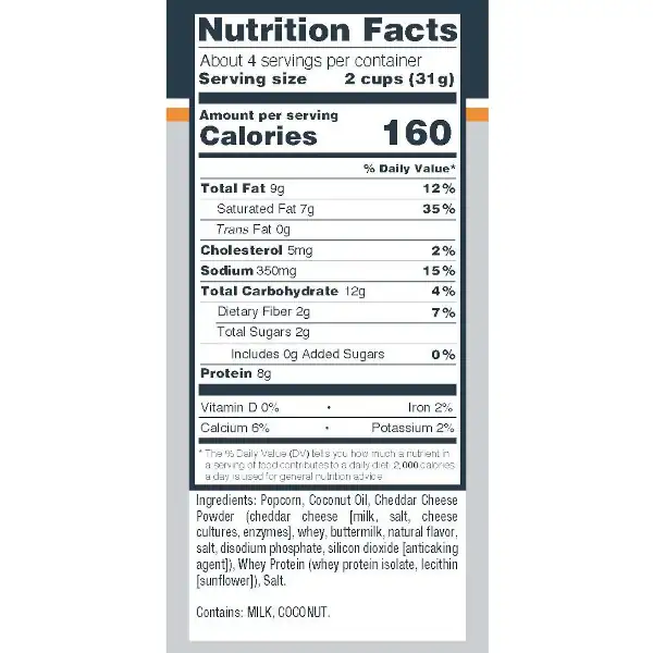 Omaha Protein Popcorn Supp Facts