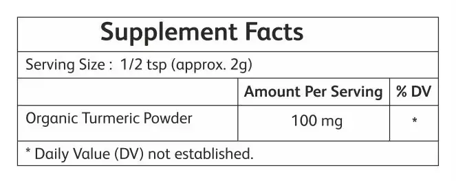 Golden Himalayan Organic Turmeric Powder Supp Facts