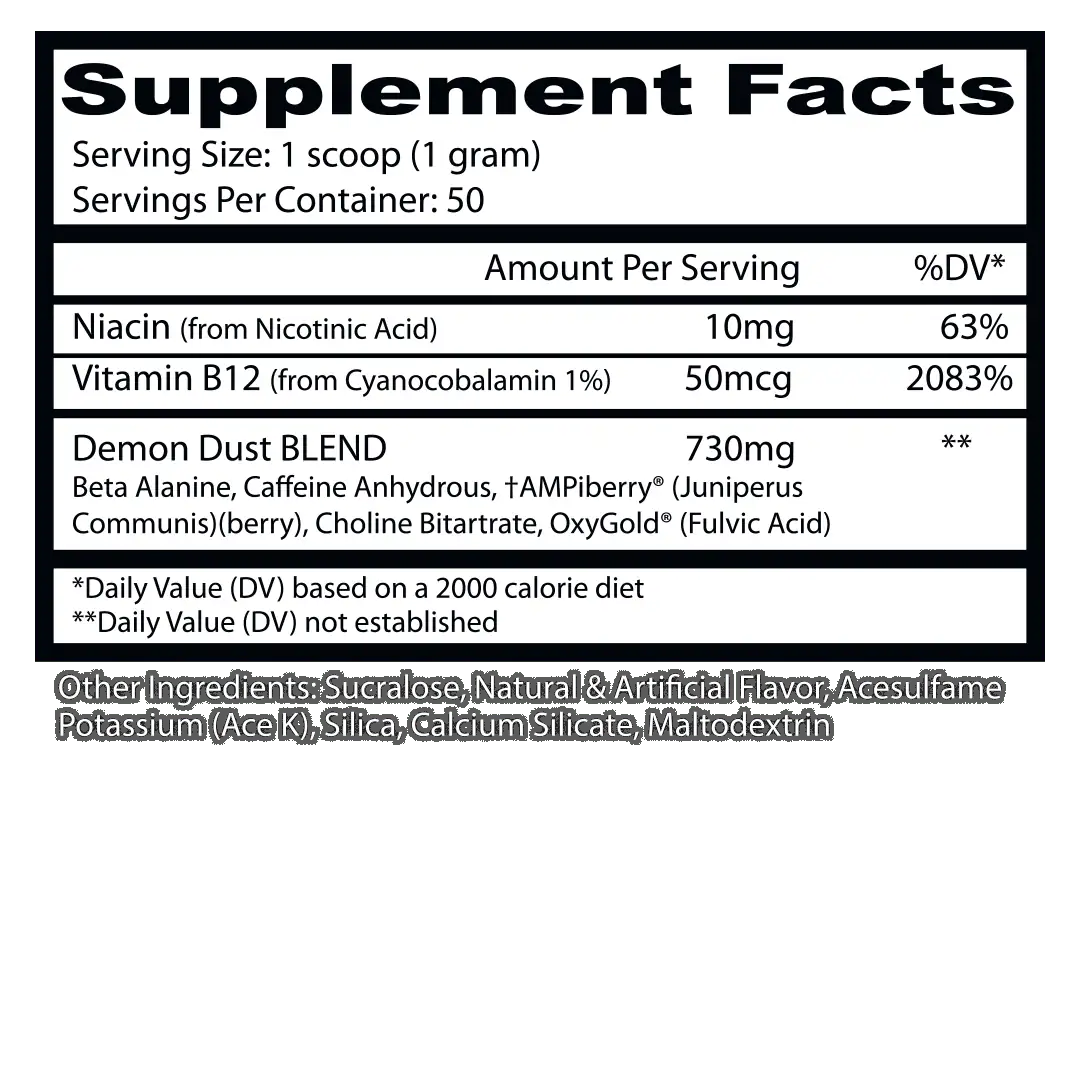 Insane Labz Demon Dust Supp Facts