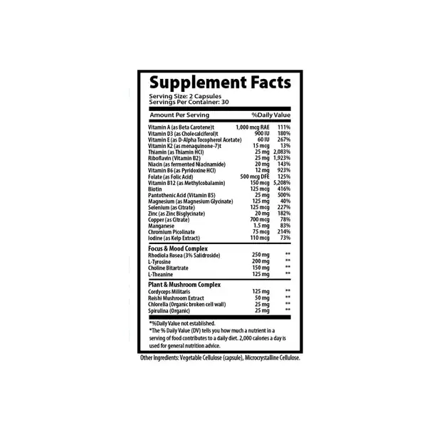 Real Formulas Stress & Recovery Multivitamin Supplement Facts